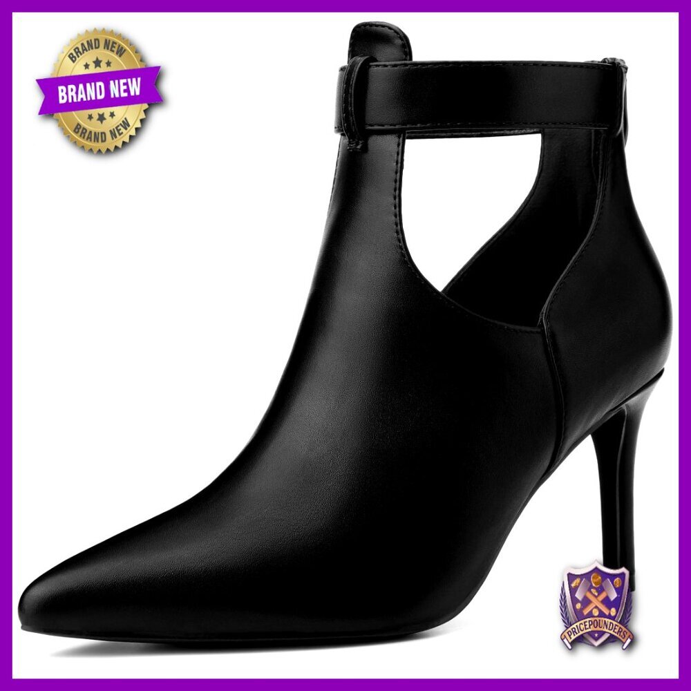 Stiletto Heel Pointy Toe Ankle Boots with Back Zip Closure